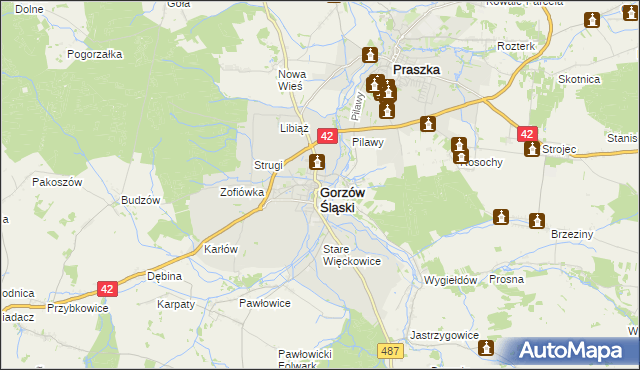 mapa Gorzów Śląski, Gorzów Śląski na mapie Targeo