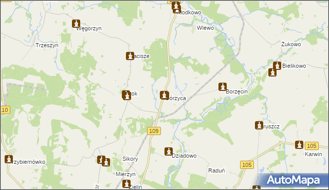 mapa Górzyca gmina Gryfice, Górzyca gmina Gryfice na mapie Targeo