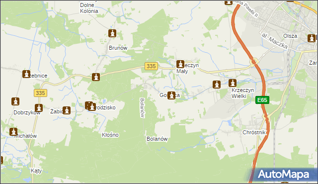 mapa Gorzyca gmina Lubin, Gorzyca gmina Lubin na mapie Targeo