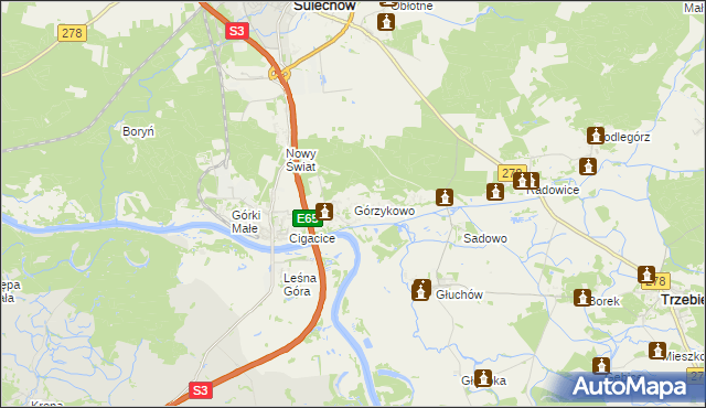 mapa Górzykowo, Górzykowo na mapie Targeo