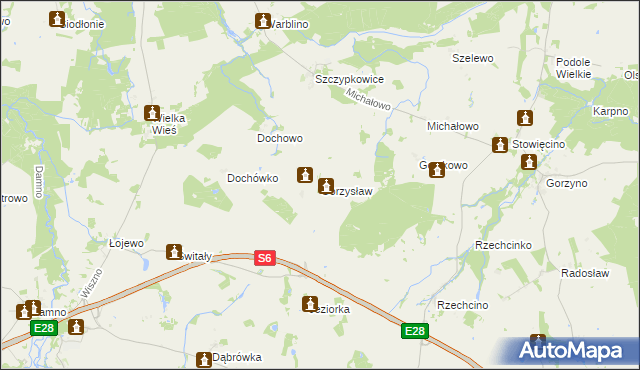 mapa Gorzysław gmina Główczyce, Gorzysław gmina Główczyce na mapie Targeo