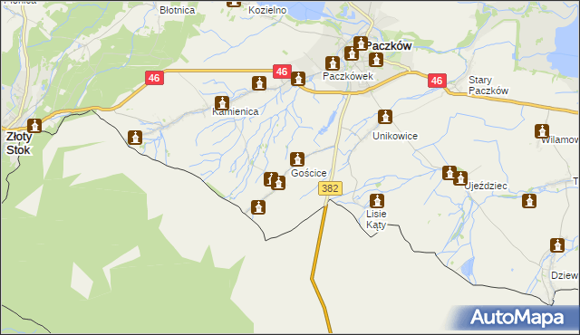 mapa Gościce, Gościce na mapie Targeo