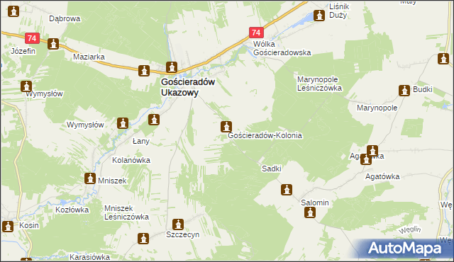 mapa Gościeradów-Kolonia, Gościeradów-Kolonia na mapie Targeo