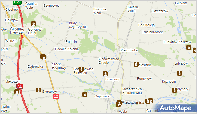 mapa Gościmowice Drugie, Gościmowice Drugie na mapie Targeo