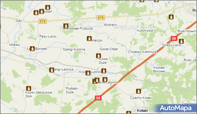 mapa Gosie Duże, Gosie Duże na mapie Targeo