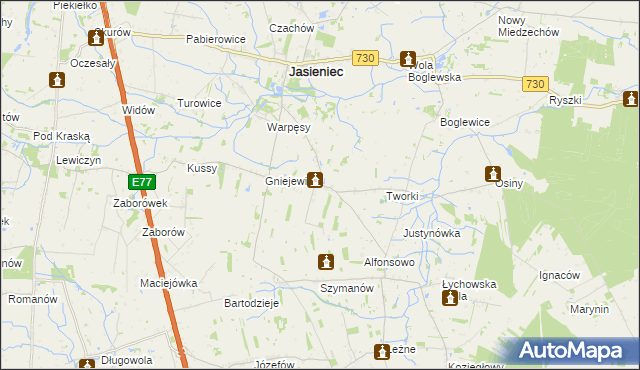 mapa Gośniewice gmina Jasieniec, Gośniewice gmina Jasieniec na mapie Targeo