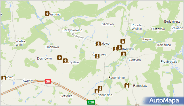 mapa Gostkowo gmina Główczyce, Gostkowo gmina Główczyce na mapie Targeo