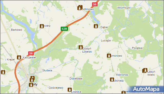 mapa Gostyń Łobeski, Gostyń Łobeski na mapie Targeo