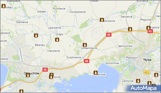 mapa Goświnowice, Goświnowice na mapie Targeo