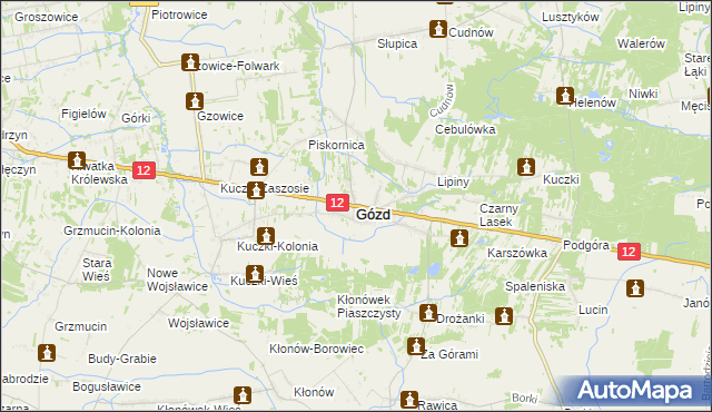 mapa Gózd powiat radomski, Gózd powiat radomski na mapie Targeo