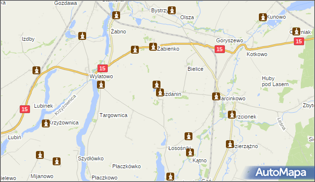 mapa Gozdanin gmina Mogilno, Gozdanin gmina Mogilno na mapie Targeo