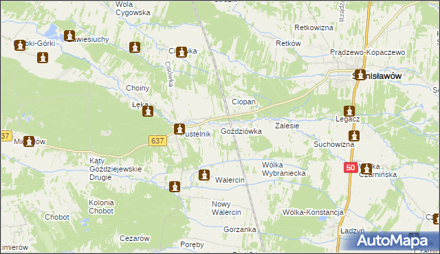 mapa Goździówka, Goździówka na mapie Targeo
