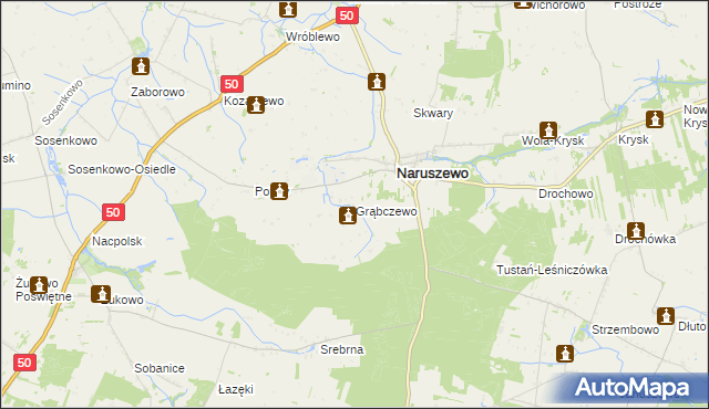 mapa Grąbczewo gmina Naruszewo, Grąbczewo gmina Naruszewo na mapie Targeo