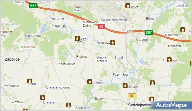 mapa Grabia Trzecia, Grabia Trzecia na mapie Targeo