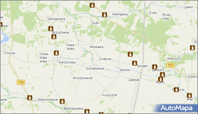 mapa Grabice gmina Cielądz, Grabice gmina Cielądz na mapie Targeo