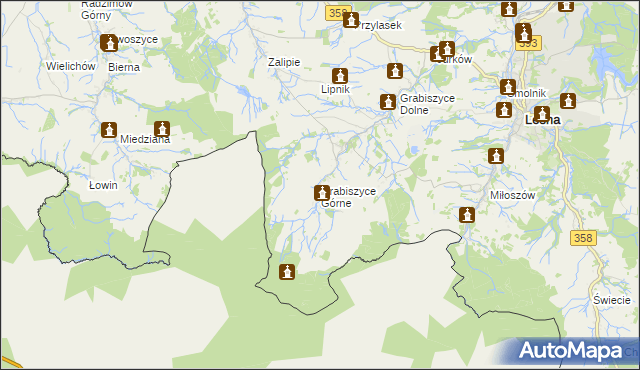 mapa Grabiszyce Górne, Grabiszyce Górne na mapie Targeo