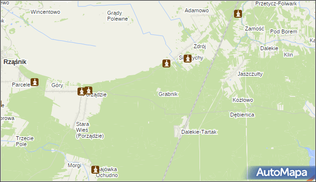 mapa Grabnik gmina Rząśnik, Grabnik gmina Rząśnik na mapie Targeo