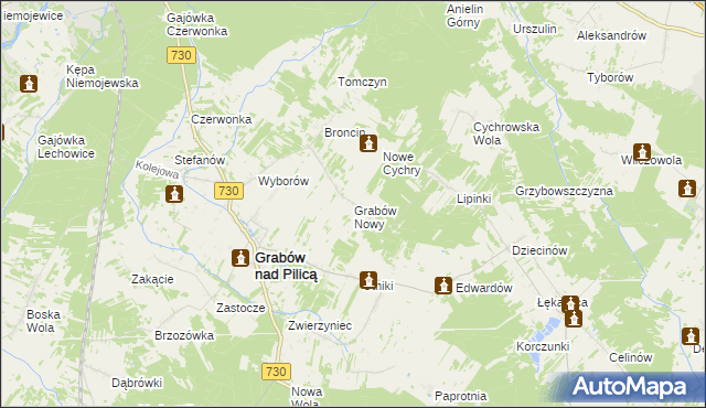 mapa Grabów Nowy, Grabów Nowy na mapie Targeo