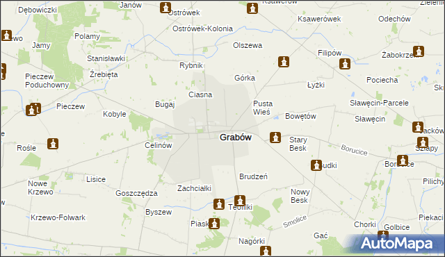 mapa Grabów powiat łęczycki, Grabów powiat łęczycki na mapie Targeo