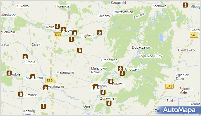 mapa Grabówiec gmina Mochowo, Grabówiec gmina Mochowo na mapie Targeo