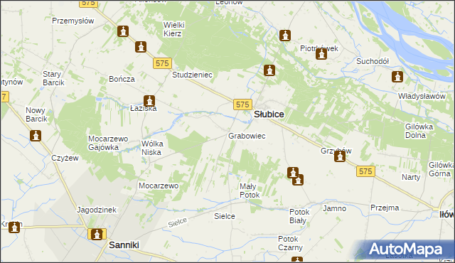 mapa Grabowiec gmina Słubice, Grabowiec gmina Słubice na mapie Targeo