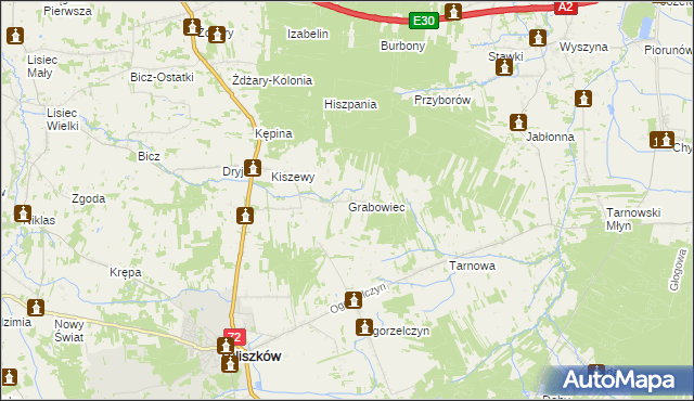 mapa Grabowiec gmina Tuliszków, Grabowiec gmina Tuliszków na mapie Targeo