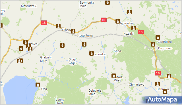 mapa Grabówka gmina Mikołajki, Grabówka gmina Mikołajki na mapie Targeo