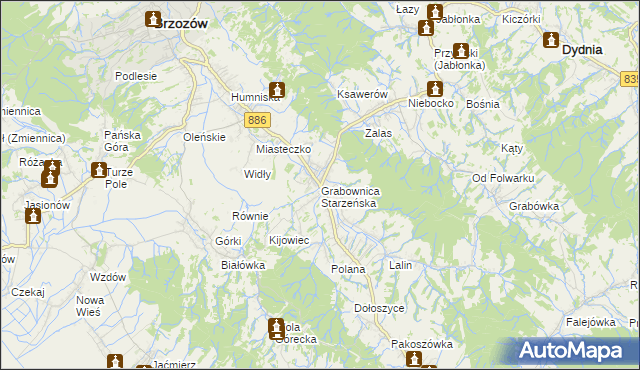 mapa Grabownica Starzeńska, Grabownica Starzeńska na mapie Targeo