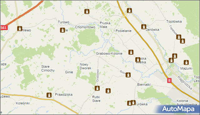 mapa Grabowo gmina Augustów, Grabowo gmina Augustów na mapie Targeo