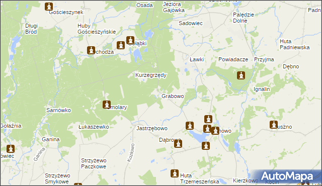 mapa Grabowo gmina Trzemeszno, Grabowo gmina Trzemeszno na mapie Targeo