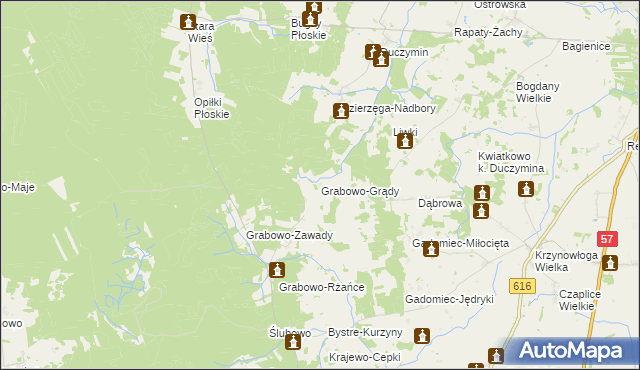 mapa Grabowo-Grądy, Grabowo-Grądy na mapie Targeo