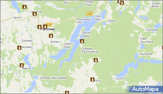 mapa Grabowo Parchowskie, Grabowo Parchowskie na mapie Targeo