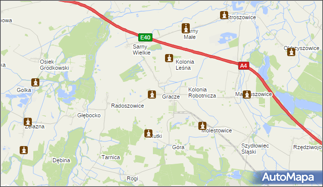 mapa Gracze, Gracze na mapie Targeo