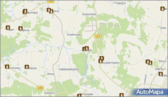 mapa Grądy gmina Gryfice, Grądy gmina Gryfice na mapie Targeo