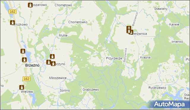 mapa Grądzkie gmina Brzeżno, Grądzkie gmina Brzeżno na mapie Targeo