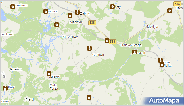 mapa Gralewo gmina Płośnica, Gralewo gmina Płośnica na mapie Targeo