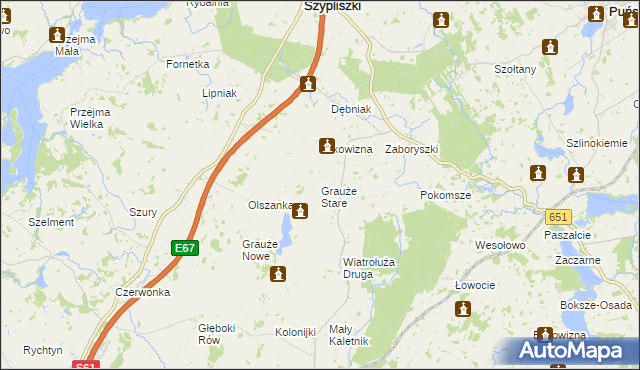 mapa Grauże Stare, Grauże Stare na mapie Targeo