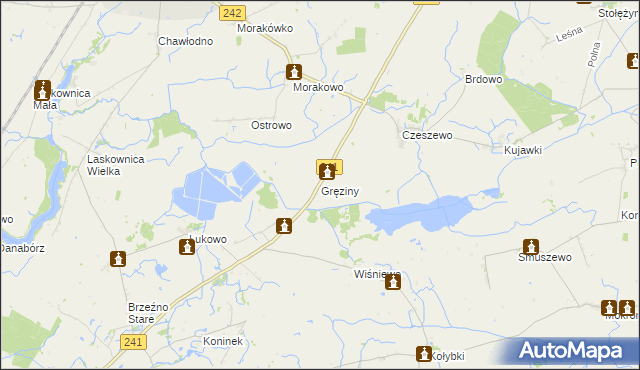 mapa Gręziny, Gręziny na mapie Targeo