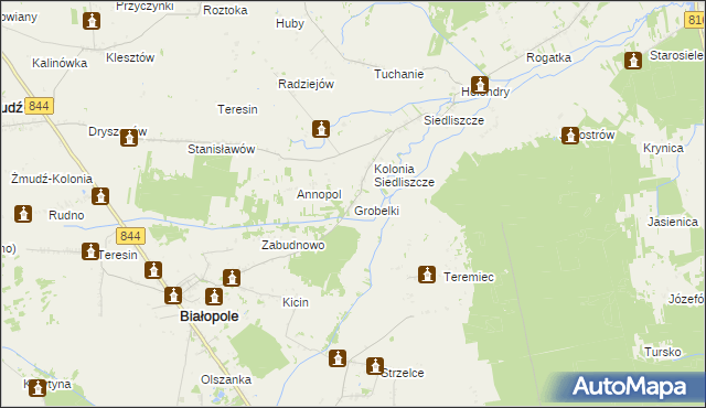 mapa Grobelki gmina Białopole, Grobelki gmina Białopole na mapie Targeo