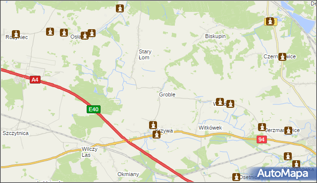 mapa Groble gmina Chojnów, Groble gmina Chojnów na mapie Targeo