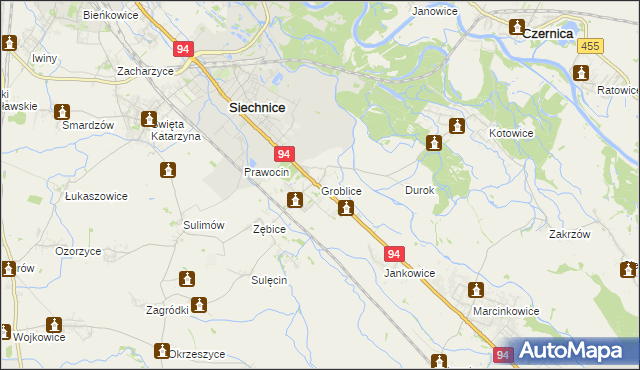 mapa Groblice, Groblice na mapie Targeo