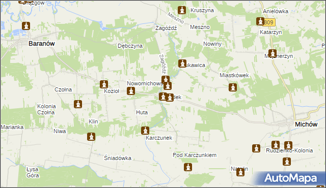 mapa Gródek gmina Baranów, Gródek gmina Baranów na mapie Targeo