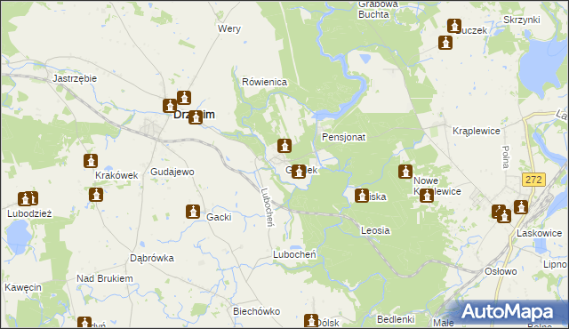 mapa Gródek gmina Drzycim, Gródek gmina Drzycim na mapie Targeo