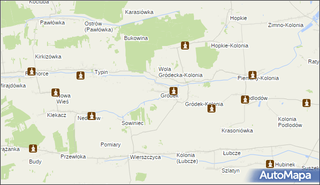 mapa Gródek gmina Jarczów, Gródek gmina Jarczów na mapie Targeo