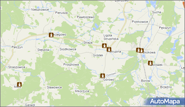 mapa Gródek gmina Wołów, Gródek gmina Wołów na mapie Targeo