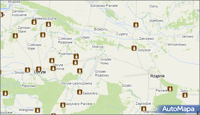 mapa Gródek Nowy, Gródek Nowy na mapie Targeo