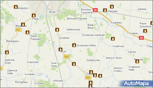 mapa Grodkowo-Włóki, Grodkowo-Włóki na mapie Targeo