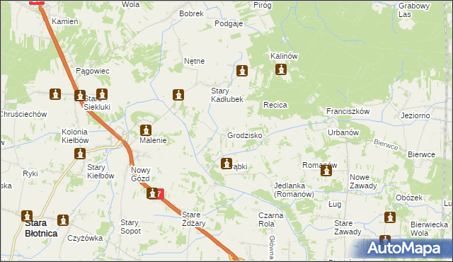 mapa Grodzisko gmina Stara Błotnica, Grodzisko gmina Stara Błotnica na mapie Targeo