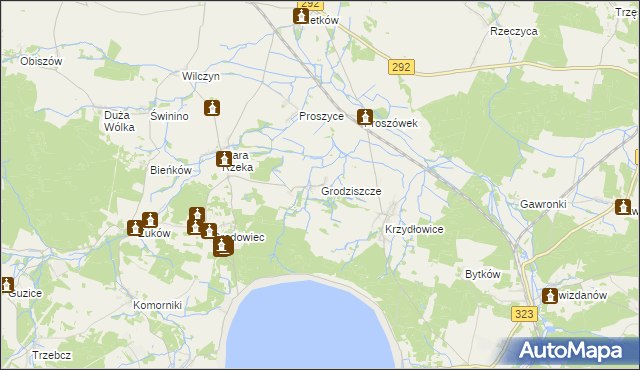 mapa Grodziszcze gmina Grębocice, Grodziszcze gmina Grębocice na mapie Targeo