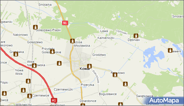 mapa Grodztwo gmina Kowal, Grodztwo gmina Kowal na mapie Targeo